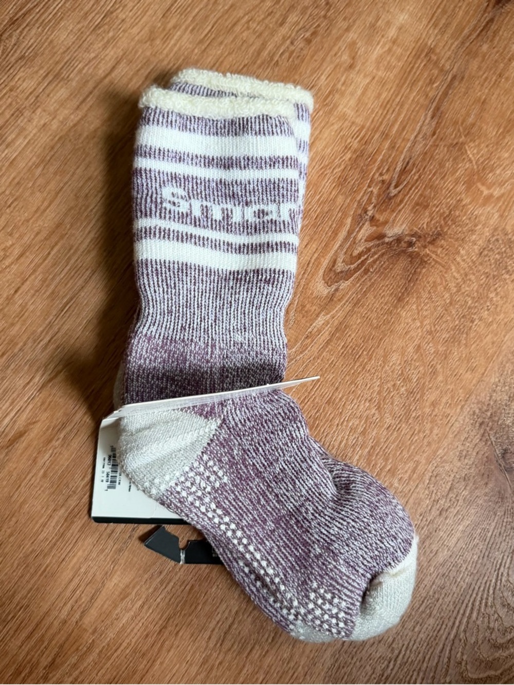 Smartwool unisex Slipper tall crew height Socks in Cream and Purple Heather new